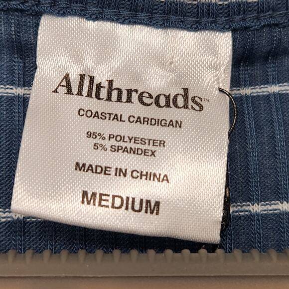 NWT Allthreads Blue White Stripe Coastal Long Cardigan Women's M - Picture 3 of 8